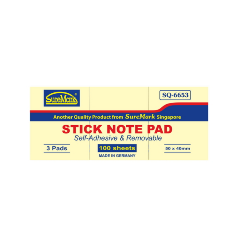 Suremark Stick Note Pad 50 x 40mm SQ6653/3